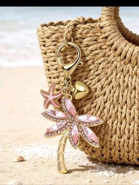 Palm Tree Tropical Beach Theme Bag Charm/ Keychain NEW